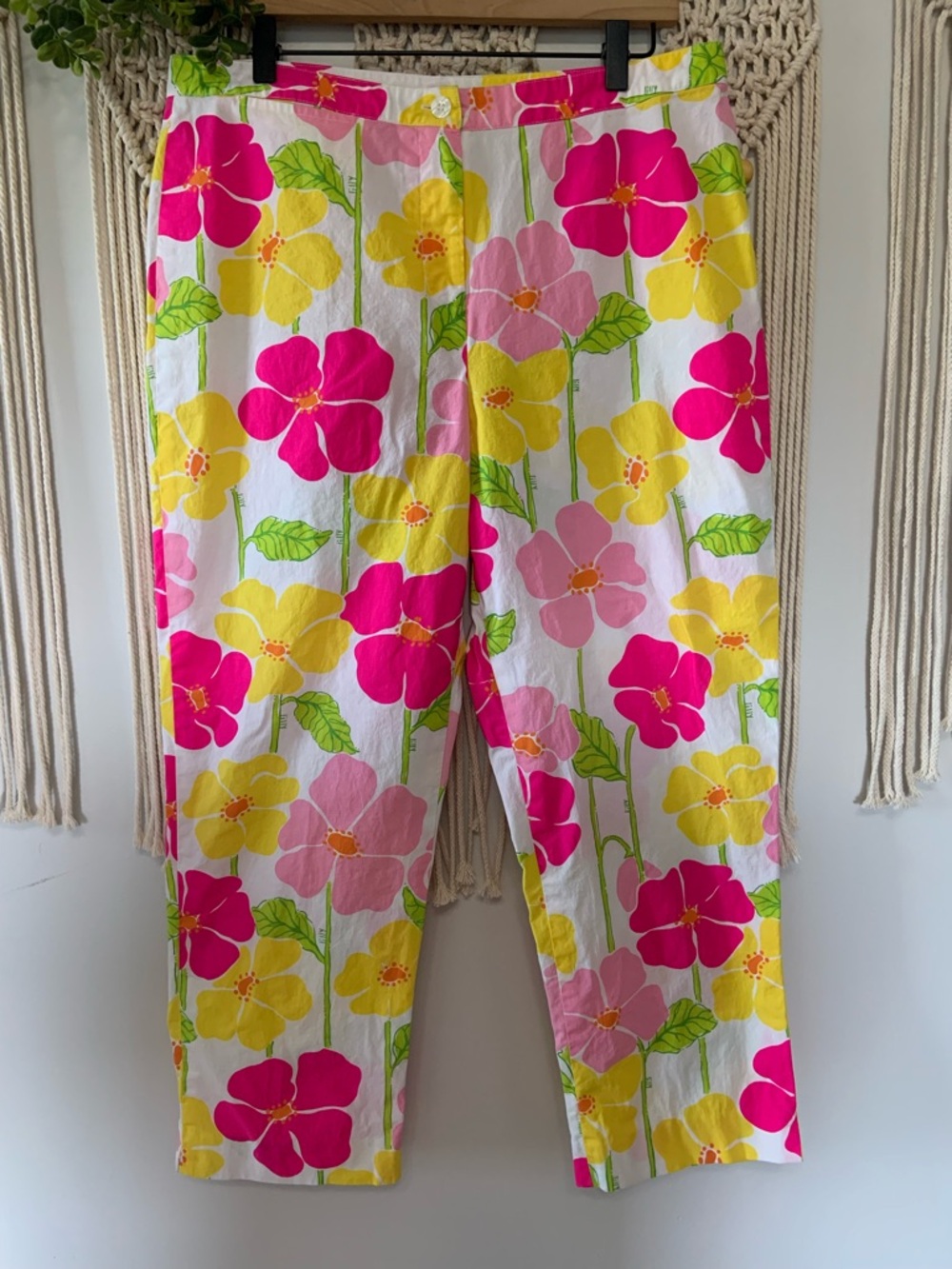 LILLY PULITZER Vintage Palm Beach Stretch Sweet Sally Pink Liza Capri Pants 12